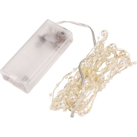 guirlandes lumineuses blanches nacrées à faire soi-même, décoratives et raffinées, en plastique et métal, à LED basse tension. (1/5)