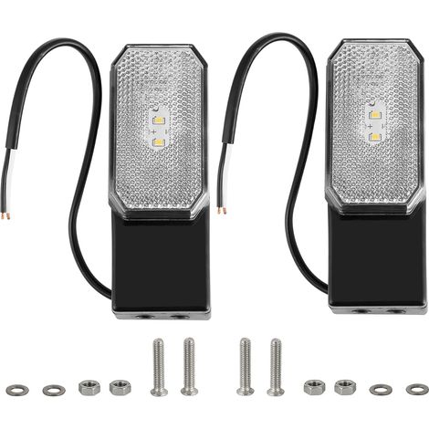 Blanc Feux de Position LED 2 Pièces 12V 24V Feu Signalisation Blanc Indicateur de Position pour Remorque Camion Caravan avec Réflecteur Fonction, Étanche (1/5)