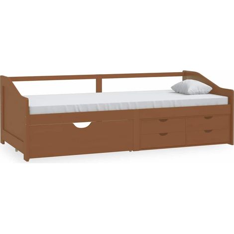 Maison Exclusive - Sofá cama de 3 plazas sin colchón pino marrón (1/5)