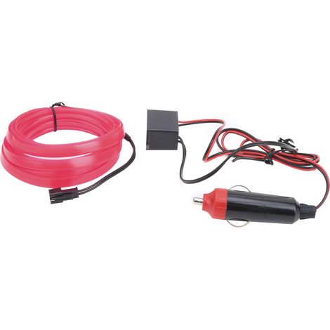 Ruban LED intérieur voiture 3 mètres, néon rose, allume-cigare, bande lumineuse auto flexible (1/5)