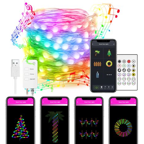 Weihnachtslichterkette, Lichterkette für den Innenbereich, RGBIC bunte Lichterkette, App-Steuerung, Musiksynchronisation, dimmbar, Zeitplan, für Halloween-Weihnachtsdekoration (5 m, 50 LED)
