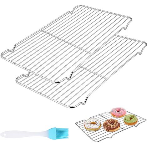 2 Pièces Grille De Refroidissement, 30x20cm Acier Inoxydable, Antiadhésif Pour Cuisson Pâtisserie Four (1/5)