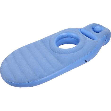 Oreiller gonflable intégral avec trou pour le ventre, confortable et léger, en PVC, pour piscine, idéal pour dormir (bleu). (1/5)