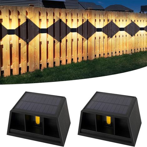 2 Pièces lampe solaire exterieur, 120°Chaude lumiere solaire exterieur, eclairage exterieur solaire Vintage, Réglable Up Down Lumière Solaire étanche IP65, pour Jardin Mur Clôture, exterieures jardin,