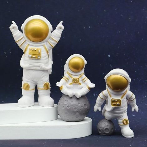 Figurine d'astronaute, figurine d'astronaute bleu, décorations de bureau en résine de l'espace extra-terrestre, homme de l'espace,B (1/4)