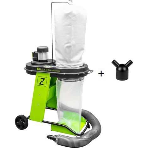 Zipper – Aspirateur à copeaux 550W – Taux d'extraction 1150 m³/h – Capacité bac 65L – Tuyau 2m avec adaptateur double