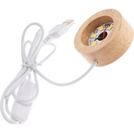 Socle LED en bois pour boule de cristal, support rond avec lumière (1/5)
