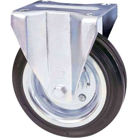 RUOTA A FORCELLA SU PIASTRA 80A AVO - A/ZINCR/GOMMA NERA D.MM 140X37 P.MM 115X85 - 1 pezzo