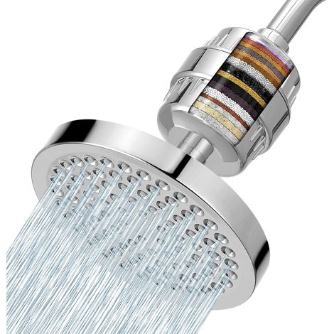 Filtre de Douche à Haut Rendement  , Filtre de Douche à Eau Dure en 20 Étapes pour Éliminer le Chlore et Les Métaux Lourds, Adoucissement de l'eau (Chrome) [Classe énergétique A+++] (1/5)