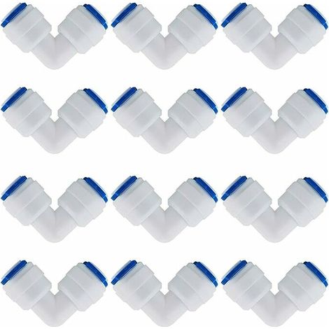 12 Pcs Accessoires De Filtre à Eau RO Raccord De Buse 1/4 Pouces 90 Degree Right Angle Fast Docking pour Raccorder Les Raccords De Tuyauterie d'eau, Tuyau de réfrigérateur. (1/5)
