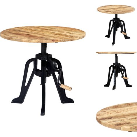 Beistelltische - Living Beistelltisch 60×(46-63) cm Massivholz Mango und Gusseisen (1/4)
