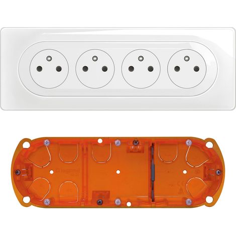 Legrand – Kit 4x2P+T surface compacte précâblée – 4 prises avec terre – Installation rapide sans outil – Pour intérieur – Finition blanche (1/3)