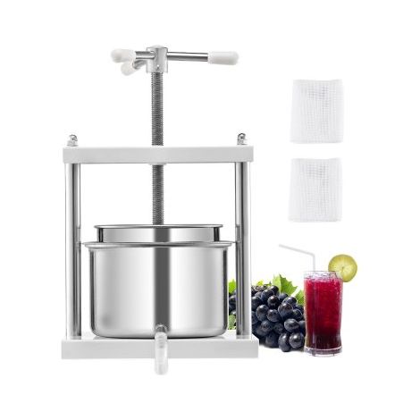 Pressoir à Fruits Manuel 5 L Presse à Vin avec 2 Barils en Acier (1/5)