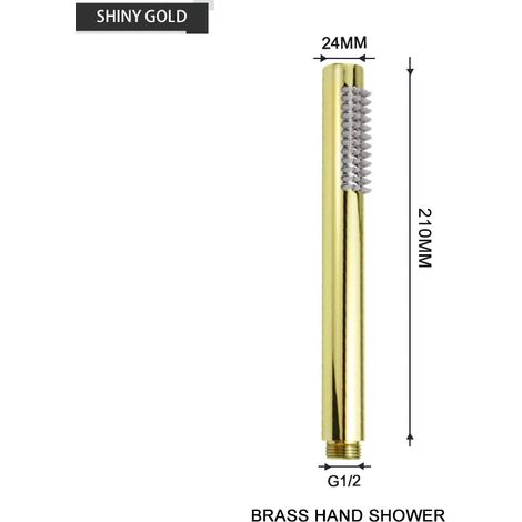Pommeau de douche à main en laiton doré brillant, pommeau de douche rond pour salle de bain, blanc/or brossé/chrome/gris/noir mat (1/5)