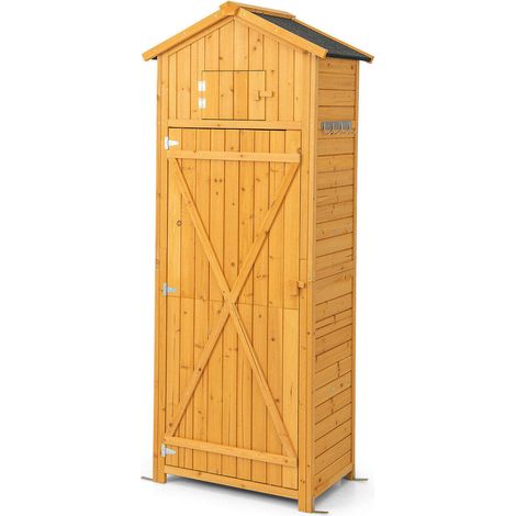 Jardiniers, organisez vos outils avec cette armoire extérieure à porte verrouillable, crochets et table pliante (1/5)