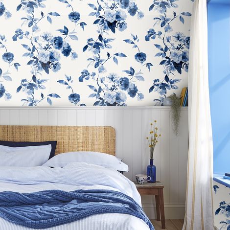Papier peint intissé Joules Boho Bloom Cream 1005 x 52cm Bleu