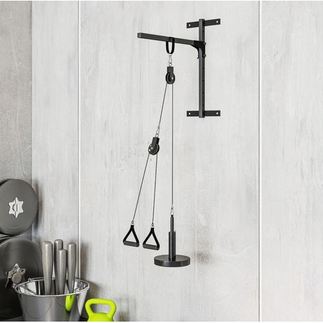 Sistema a pulegge 50 x 20,5 x 10 cm in acciaio nero per home gym, facile da montare – MEUBLIV (1/5)