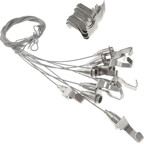 Kit de 10 fils suspension réglables en acier inoxydable avec crochets (1/5)
