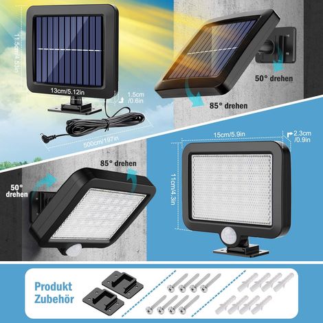 Lampe Solaire Extérieure MPJ 56 LED Lampe Solaire Extérieure Détachable avec Détecteur de Mouvement IP65 Étanche MNS (1/4)