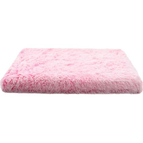 Quadratisches Plüschkissen in Rosa und Weiß für Hunde und Katzen, 40 x 30 x 5 cm, weich und flauschig, ideal für einen erholsamen Schlaf, 1 Stück (1/5)