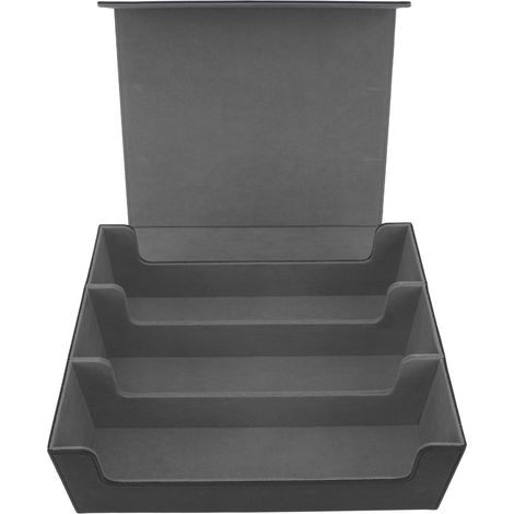 Boîte à cartes à 3 rangées, grande capacité, fermeture magnétique, étui de rangement en cuir PU pour cartes de jeu et cartes de tarot, coque noire et doublure grise. (1/5)