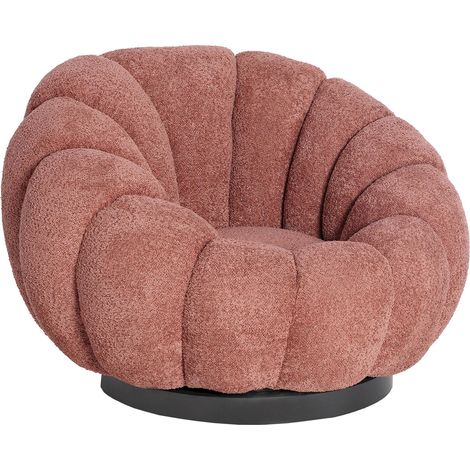 Fauteuil bouclé terracotta pivotant style art déco élégant - Terracotta coton bouclé (1/5)