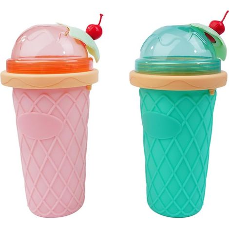 Kit de verres à slush comprenant 2 verres en silicone pour slushies, smoothies et autres délices glacés, machine à slush avec cuillère-paille, idéal pour profiter pleinement de l'été (1/5)