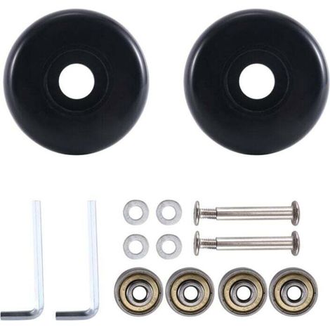 Roues de Rechange pour Valise à Bagages 55 Mm X 18 Mm, Roulettes Pivotantes en PU, Roulements Acier au , Kits RéParation, Noir (1/4)