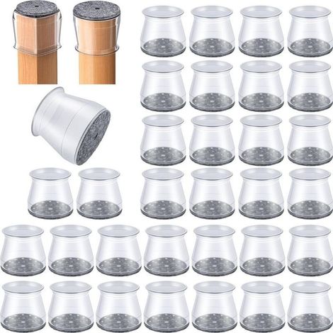 Lot de 32 protège-pieds de chaise pour parquet, en feutre de silicone (dimensions : 30 à 46 mm) (1/4)
