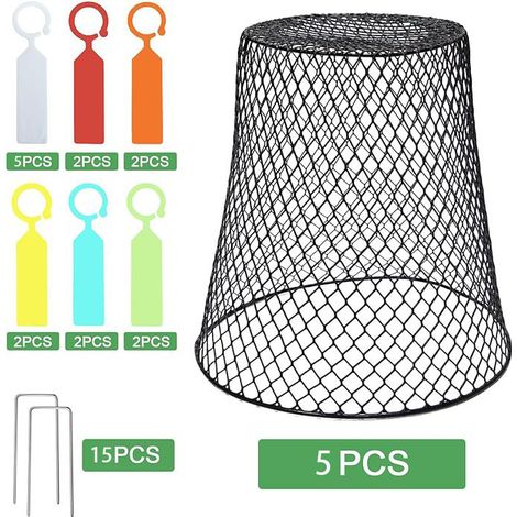 5 campanas de metal para jardín, campanas de alambre para jardín, campanas de alambre para plantas, campanas de protección para jardín, jaulas protectoras para plantas, color negro