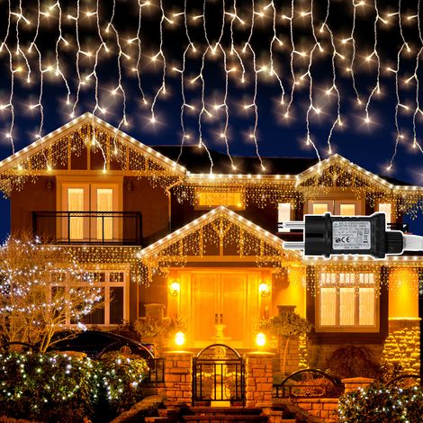 TolleTour Cortina de Luces LED 5 m 200 LED,8 Modos para Interior y Exterior,Decoración de Navidad,Jardín,Boda y Fiesta,Blanco Cálido (1/5)