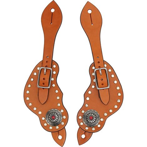 Sangle d'éperon en cuir artificiel réglable Western avec boucle pour équipement d'équitation marron (1/5)