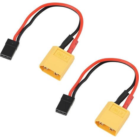 Pack of 2 XT60 Male to Servo Adapter Cables, 20 AWG, 10 cm, Compatible with Jr and Futaba for RC Airplanes (1/5)