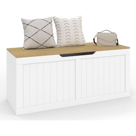 Cassapanca LEON in legno e bianco 100 cm