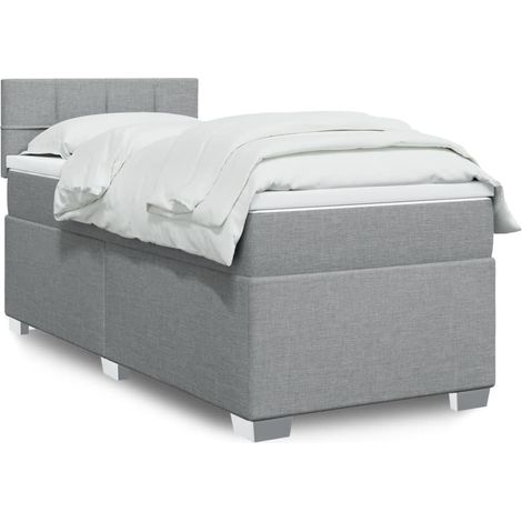 Boxspringbett mit Matratze Hellgrau 80x200 cm Stoff