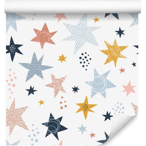 Papel pintado de estrellas y puntos para salón y dormitorio, 50x1000 cm. (1/5)