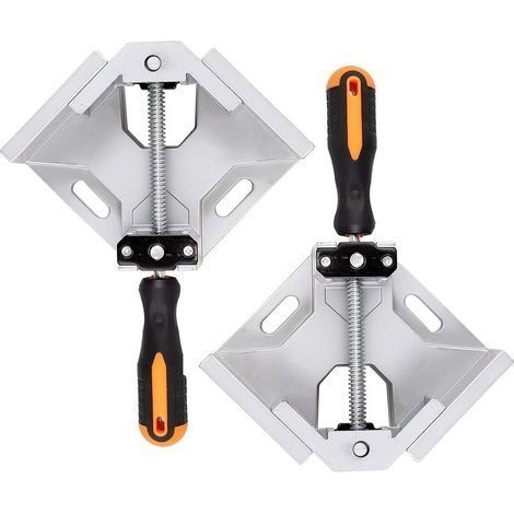 2 Pcs Serre Joint Angle 90 °, Etau D'angle Alliage d'Aluminium, Pince de Soudage d'angle avec mâchoire pivotante réglable, pour Outils Menuisier, Soudage de Charpentier (Gris) (1/5)