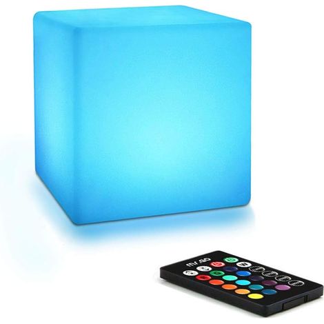 Cube veilleuse LED 4 pouces rechargeable, 16 couleurs, télécommande, dimmable, déco/éclairage (1/5)