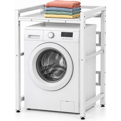 Relaxdays Waschmaschinenregal, höhenverstellbar, Waschmaschine, Trockner, 300 kg , HBT: 105x73x63 cm, Überbauregal, weiß (1/5)