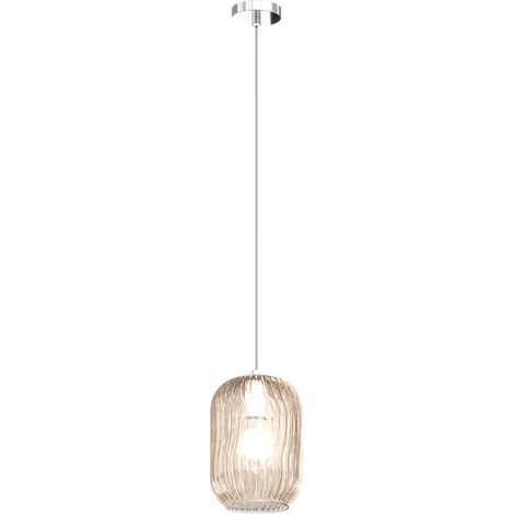Sospensione Contemporanea Tender Metallo Cromo Vetro Ambra 1 Luce E27 (1/3)