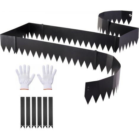 Rasenkante 6er-Pack 1016x203 mm, Beeteinfassung mit 6 Befestigungsclips, Biegsame Rasenbleche aus Verzinktem Stahl, Mähkante, Palisade Beetumrandung für Blumenbeete & Gartenwege, Schwarz (1/5)
