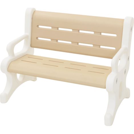 Joyz Panchina per Bambini da Esterno in Plastica 81,5x59,5x48 cm Marrone/Bianco, Panca 2 Posti Resistente alle Intemperie con Braccioli, Sistema a Incastro e Protezione Antiribaltamento, per Giardino