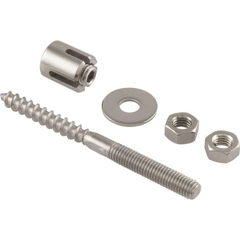 Drahtseilhalter Seilspanner für grüne Fassade, zum Festklemmen durchlaufender Drahtseile, SET für Drahtseile ø 3 mm, Edelstahl AISI 316, 17x19 mm (1/5)