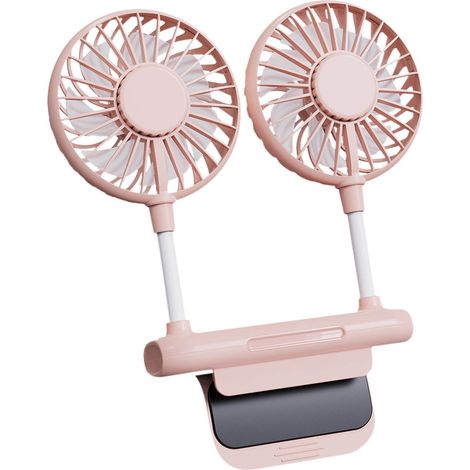 Ventilateur De Bureau - Ventilateur À Pince Pour Écran - 2 Têtes - 3 Vitesses - Alimenté Par USB - Rotation 360° - Pour Ordinateur Portable Et Fixe - 1 Pièce (1/5)