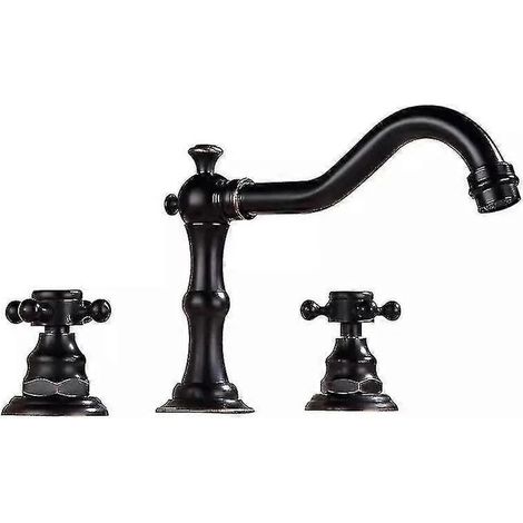 Robinet de salle de bain Homedec en laiton de style européen, mitigeur d'évier à 3 trous et entraxe de 8 pouces avec cartouche en céramique pour lavabo