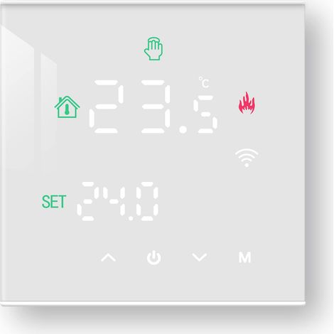 Thermostat WiFi Tuya programmable intelligent, chauffage électrique 16A avec détection externe, écran tactile LCD, TGW60W-WIFI-EP Blanc (1/5)