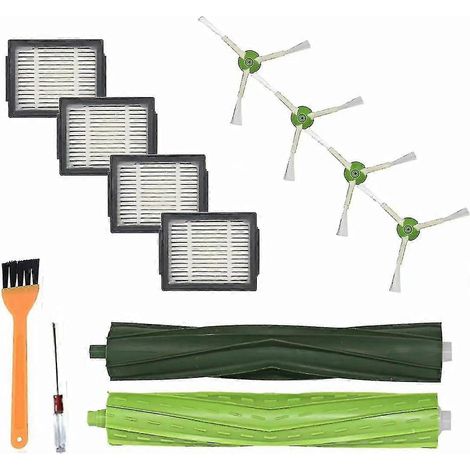 Pièces de rechange pour aspirateur iRobot Roomba i7, i3, i4, i6, i8, E5, E6 et E7 : 1 jeu de brosses en caoutchouc multi-surfaces, 4 filtres HEPA (1/5)