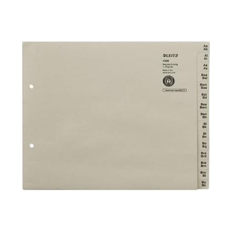 A-Z Register DIN A4 Überbreite Tauenpapier recycelt grau 120 Registerblätter (1/4)