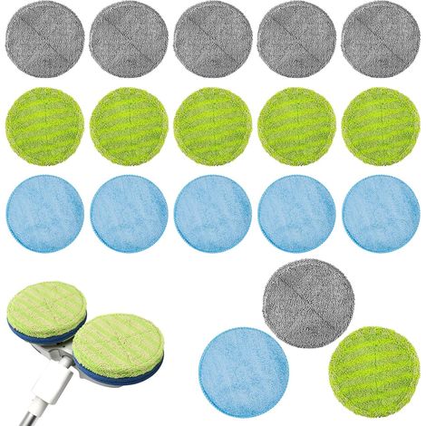 Lot de 18 Tampons de Nettoyage en Microfibre pour Sèche-Terre Électrique Sans Fil Rotatif Ronde 16 cm (1/5)