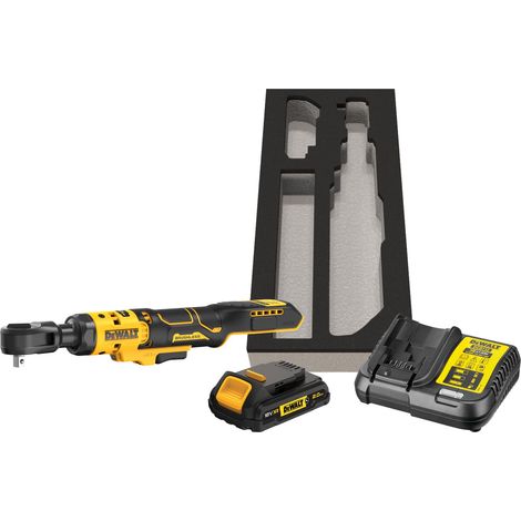 DeWALT Attrezzi - Chiave a cricchetto senza fili 18V con batteria Li-Ion XR da 2,0 Ah e caricabatterie DCF513D1G (1/3)